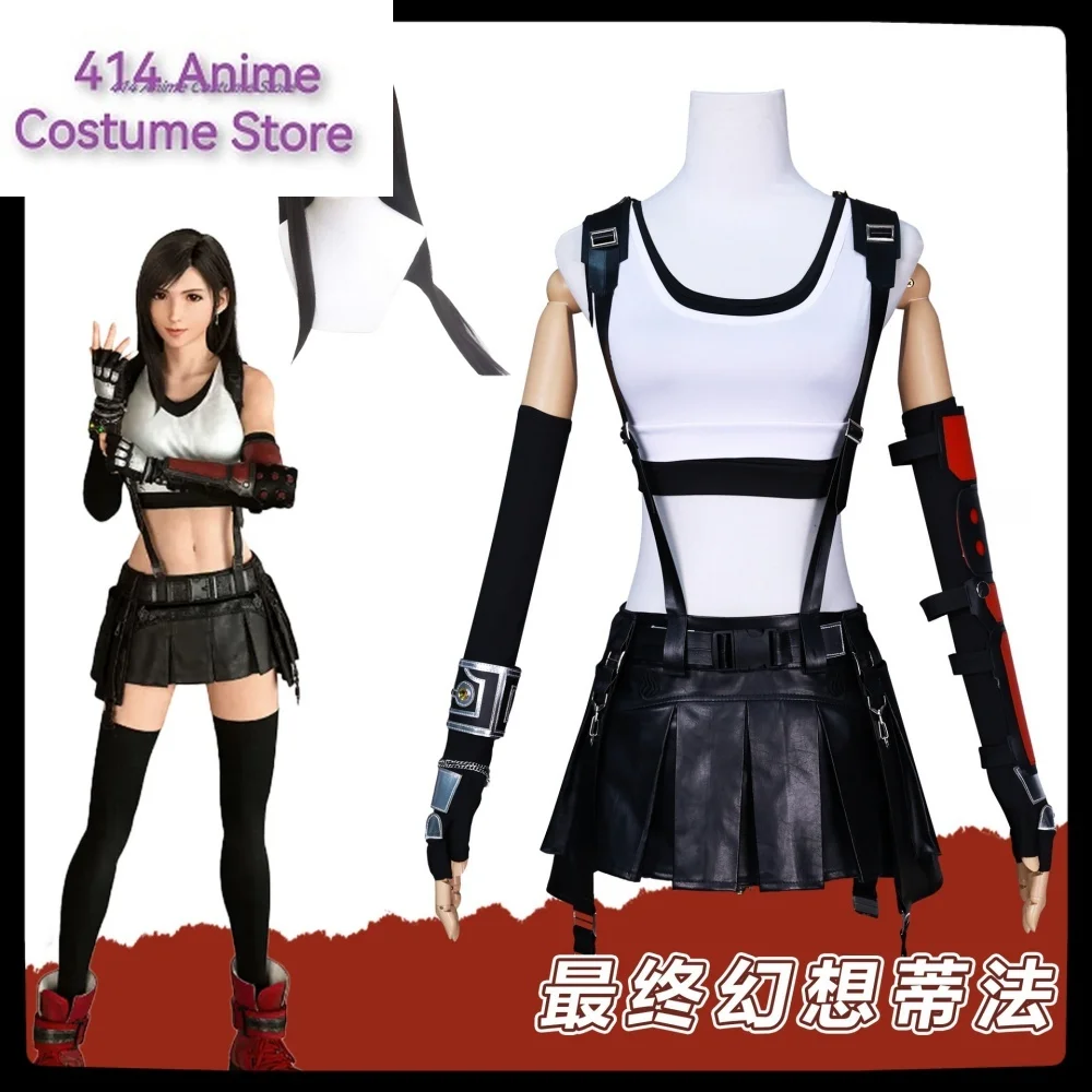 

Tifa Lockhart игровой костюм для косплея Wig Anime костюм для Хэллоуина вечеринки