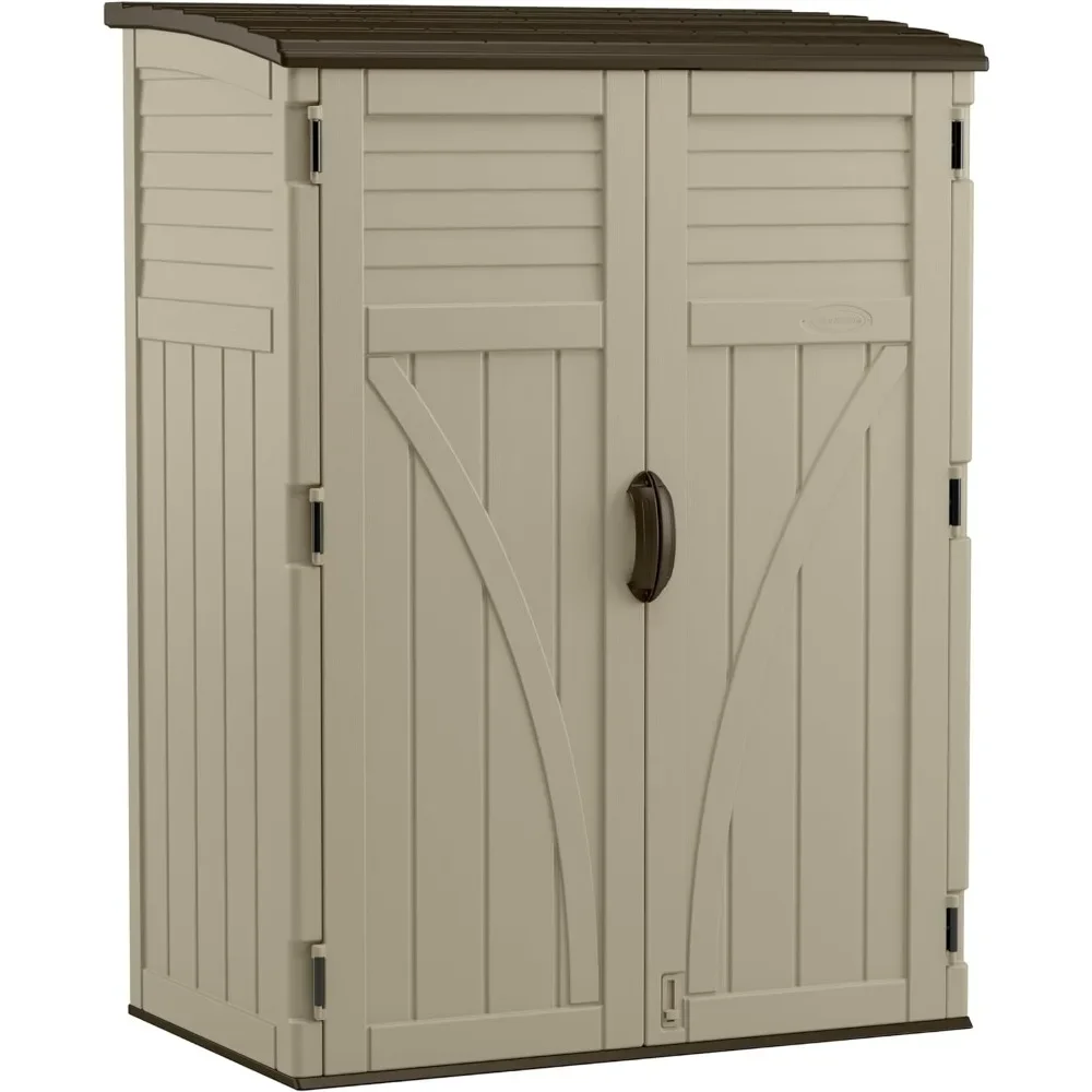 54 Cubic Feet Vertical Storage Shed with Durable Plastic Construction, Multiple Wall Panels and Ample Space for Outdoor