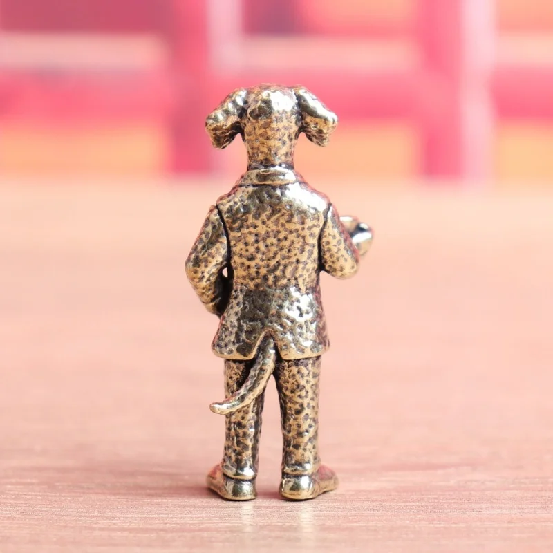 1PC Pure Brass Suit Gentleman Dog Desktop Decorative Item, Suitable For Study, Entrance Hall, Office And Hotel Decoration - view 2