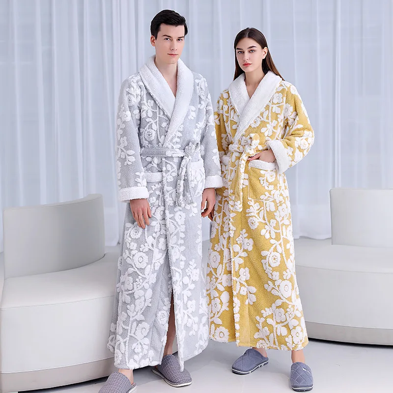 Lovers Robe Women Winter Flannel Bathrobe Thicken Warm Kimono Bath Gown Sleepwar Night Wear Plus Size 3XL Nightgown