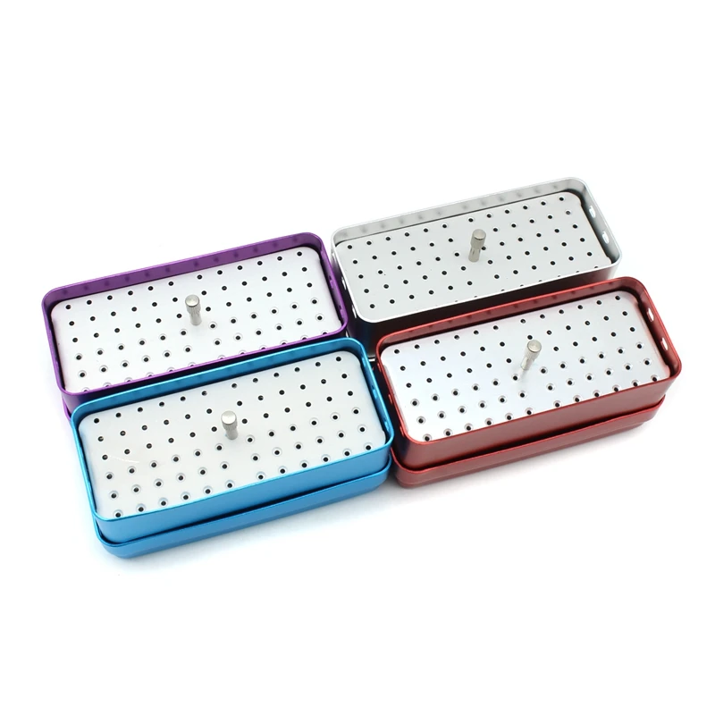 1Pcs Dental 72 Holes Endo Box Aluminum Disinfection Box Autoclave Case Diamond Bur Holder Dental Tools