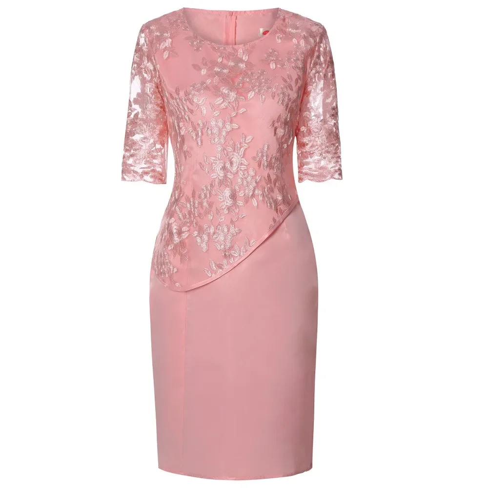 Plus Size Plus Size Women's Clothing New Style Fast Selling  Splicing Two-Piece Illusion Dress Gown with Medium Sleeves 2024