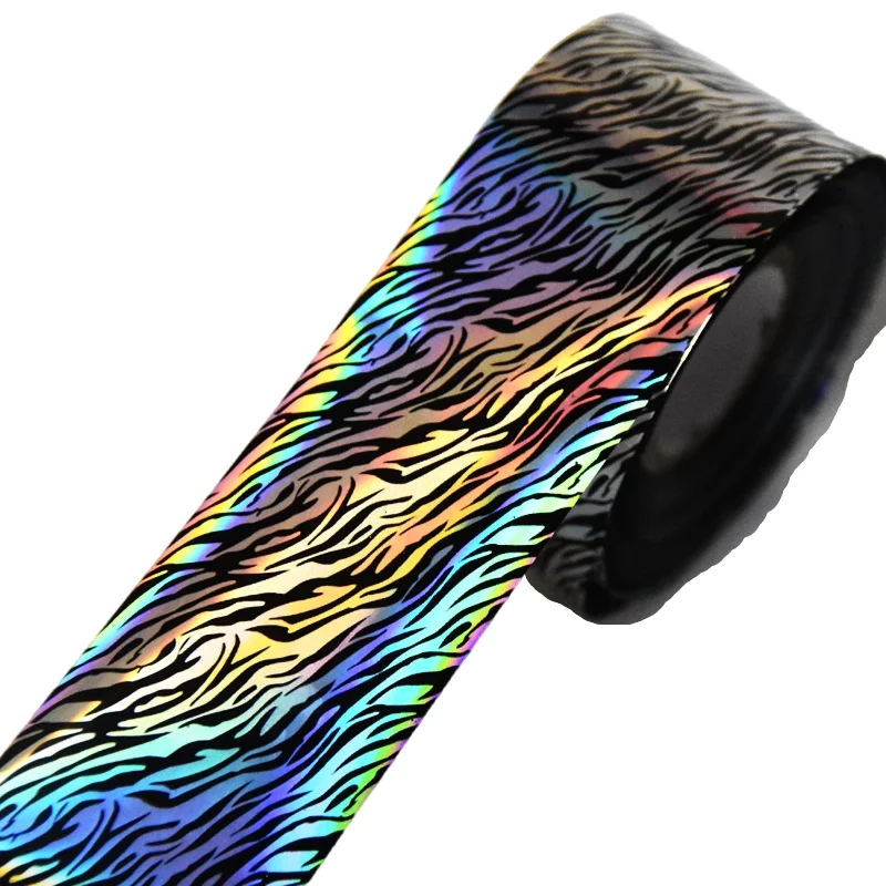 100 meters Holographic Zebra pattern Nail Art Foil Sticker Laser Zebra Wrap Transfer Foil for Nail Decoration Hot Stamping Foil