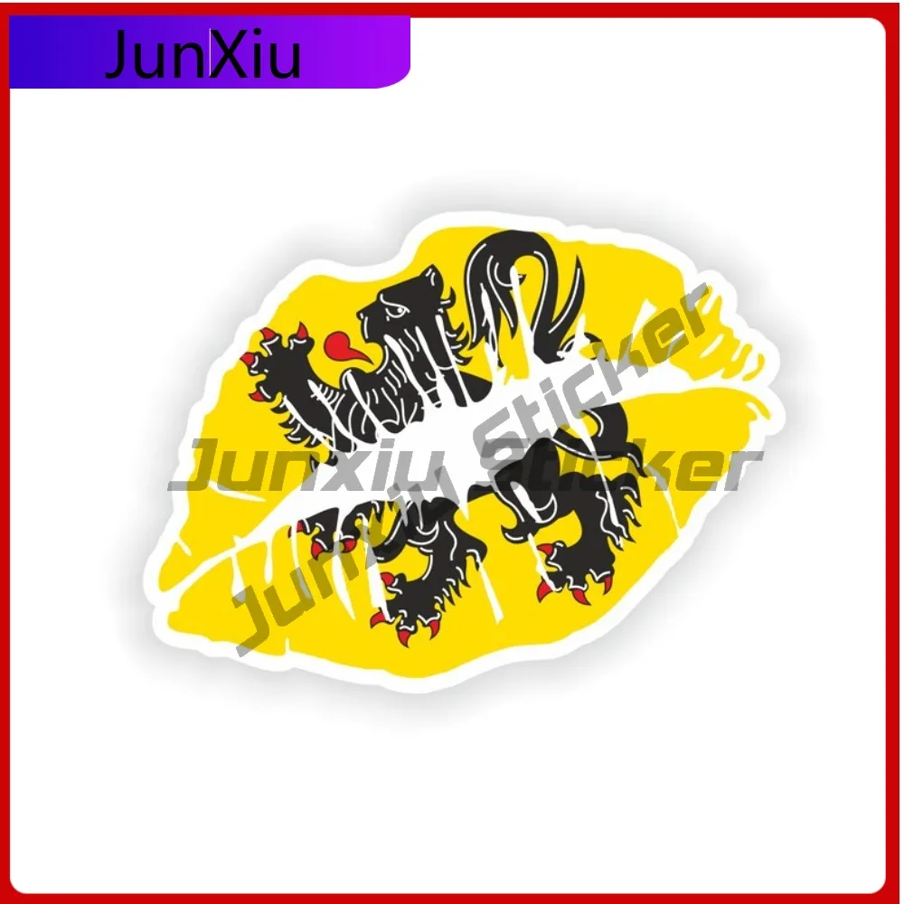 

Flanders Flag Lips Shape With National Emblem Vinyl Decals Adventure Motorcycle Bumper Stickers Refit Car Accessories And Decals