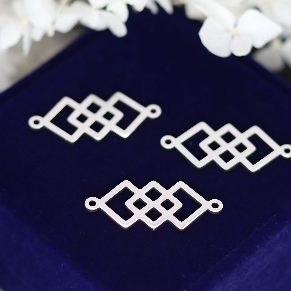 3pcs Geometric Pattern Triple Square Connector Stainless Steel Pendant Charms for Jewelry Making Necklace Earrings diy Supplies