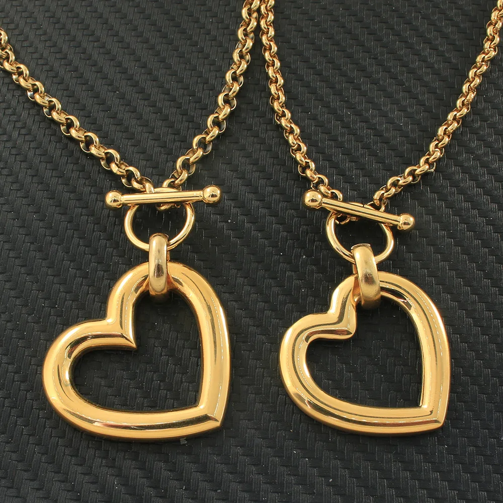 Stainless Steel Jewelry 2 Color Collar Style Fashion Necklaces Pendant Heart For Women Bijoux En Acier Inoxydable Femme NBJZANAH