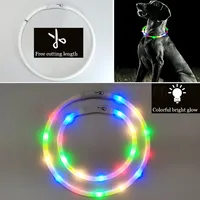 New Led Luminous Dog Collar 4 Flashing Modes Glowing Silicone Colorful Collar , For Pet Dogs Cat Light Safety Walking at Night