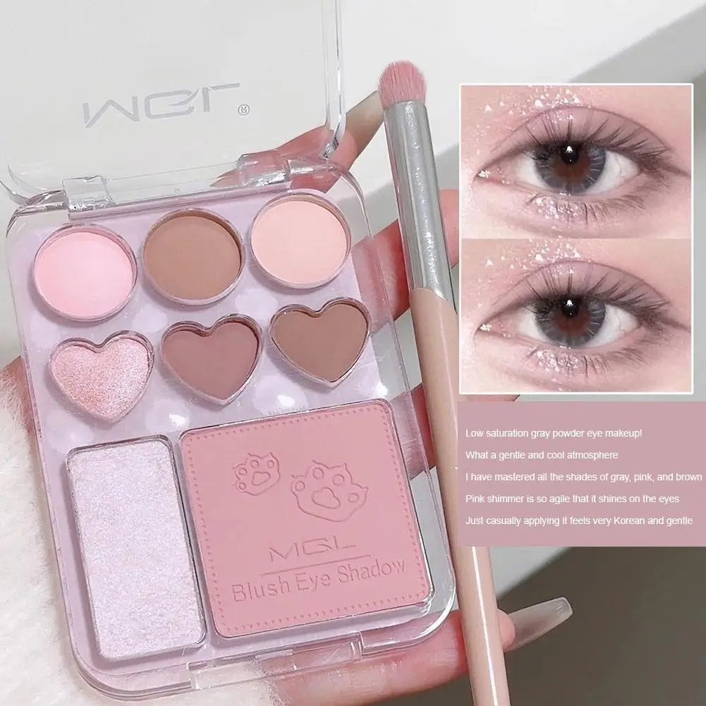 Sweet Heart Powder Blusher Eyeshadow Palette Blush Powder Palette Makeup Highlights Caramel Brown X2X3