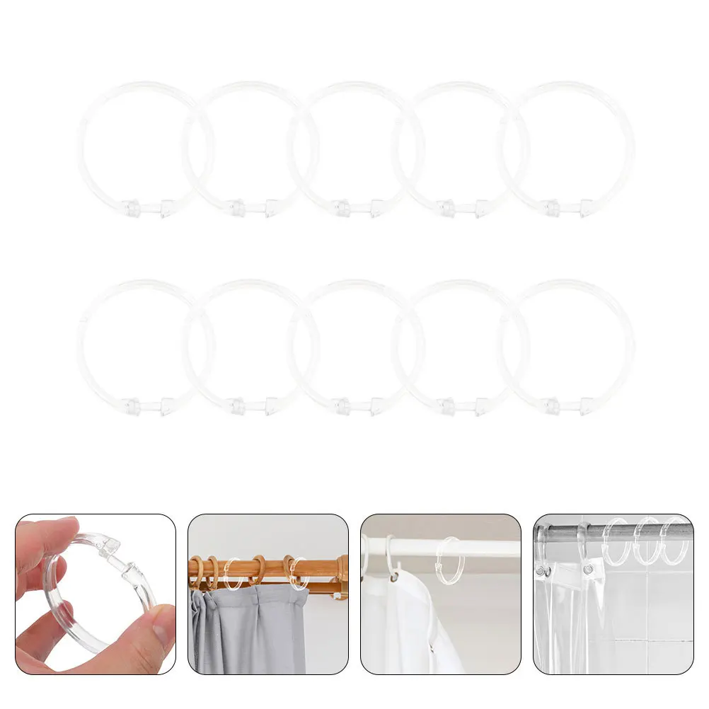 10개 클리어 샤워 링 후크 커튼 행거 클립 포함 헤비 듀티 욕실 후크