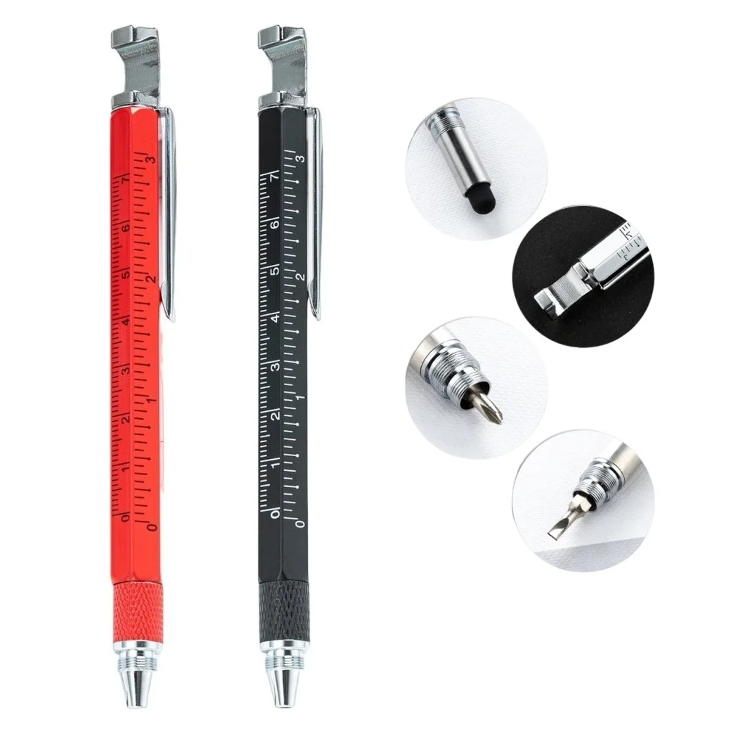2PC Gel Ink Pen Set with Integrated Ruler and Level Essential Tool for Measuring and Writing at Home and Office
