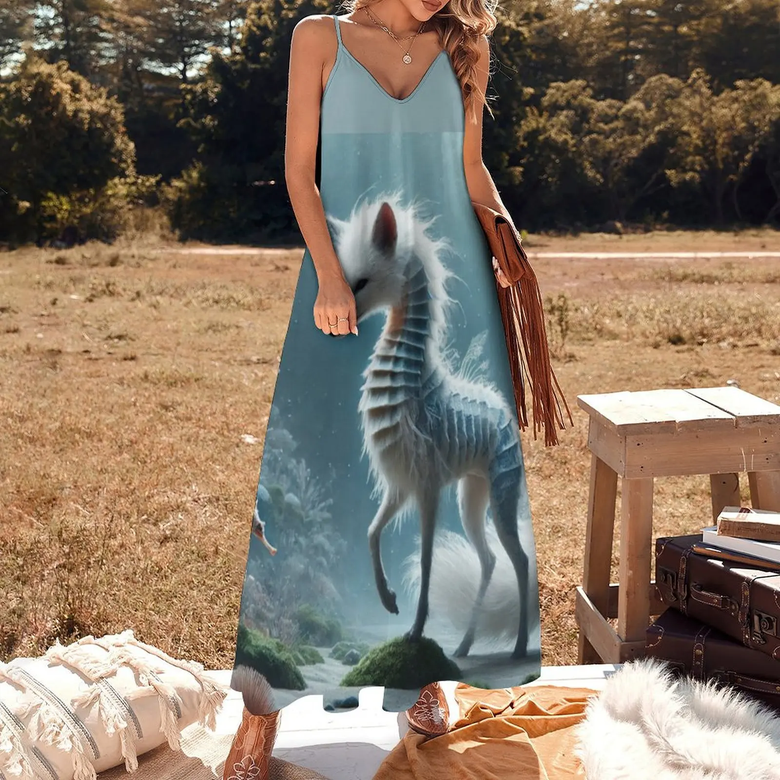 Ethereal Fox-Seahorse Hybrid: Enchanted Ocean Guardian Sleeveless Dress sexy dress dresses for special events