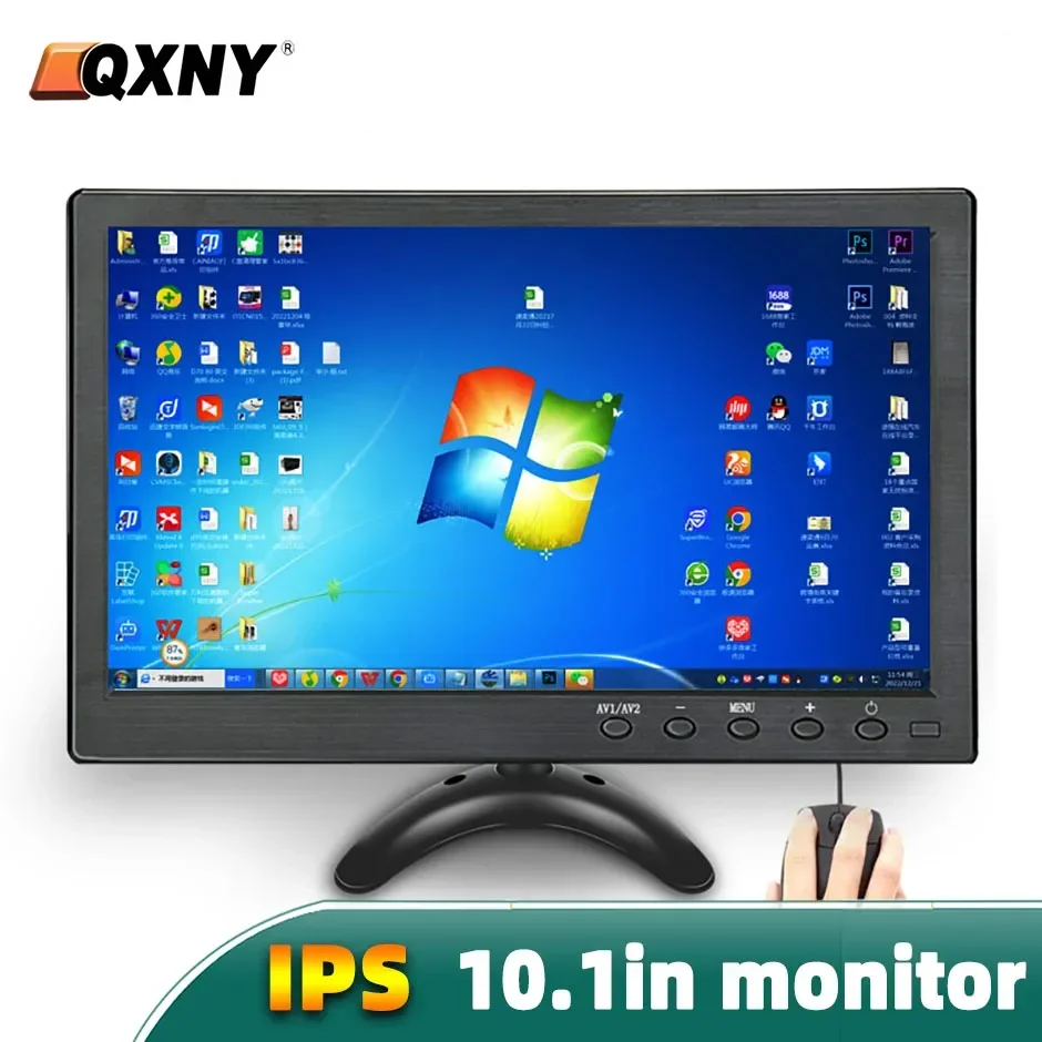 10.1 Inch IPS Screen  LCD HDMI-compatible VGA AV Bnc Input Monitor for PC Computer Backup Camera CCTV TV Game Box RPI