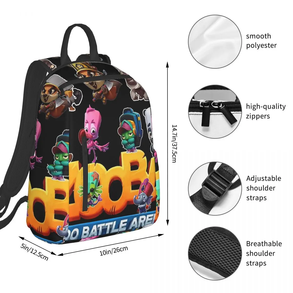 Great Model Zooba Battle Arena Gift Music Fans Backpack Student BookBag Boys Girls School Bag Laptop Shoulder Bags Men Women