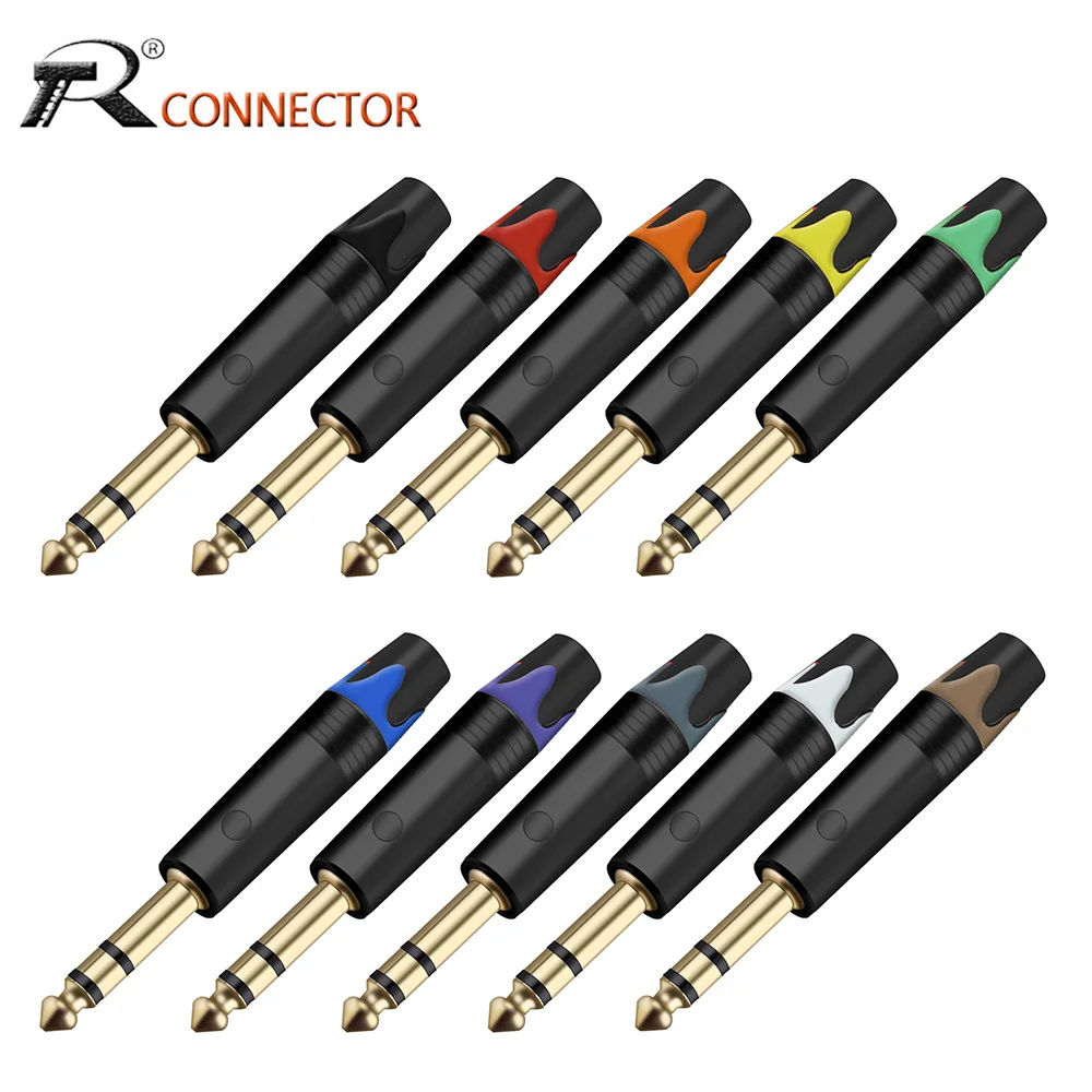 10pcs 6.35mm Stereo Plug Replacement TRS 1/4