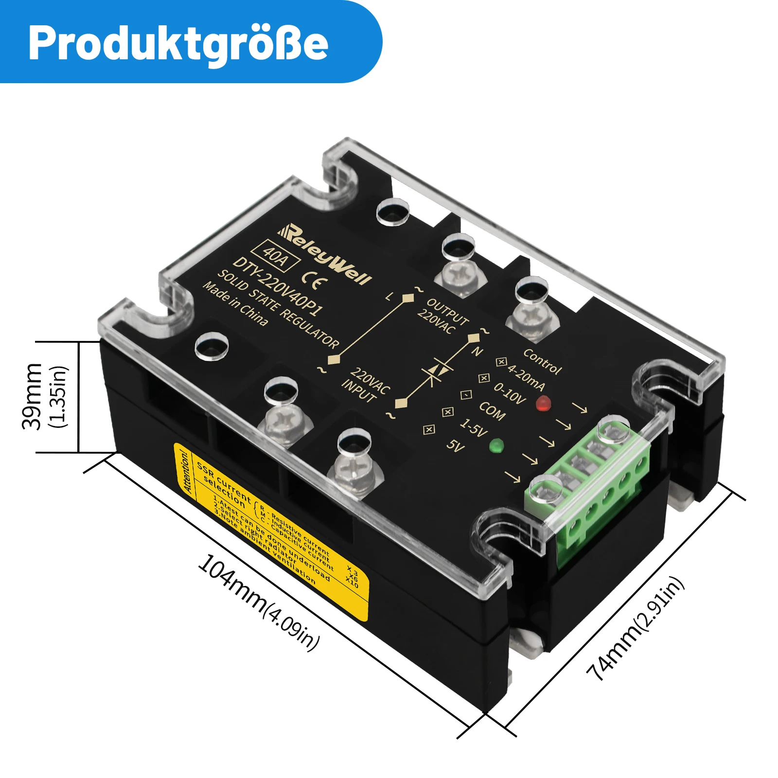 Releywell Induction Voltage Regulators 220V Voltage Stabilizer Module Power Barrier Controller Enhanced Single Phase AC 40A DTY