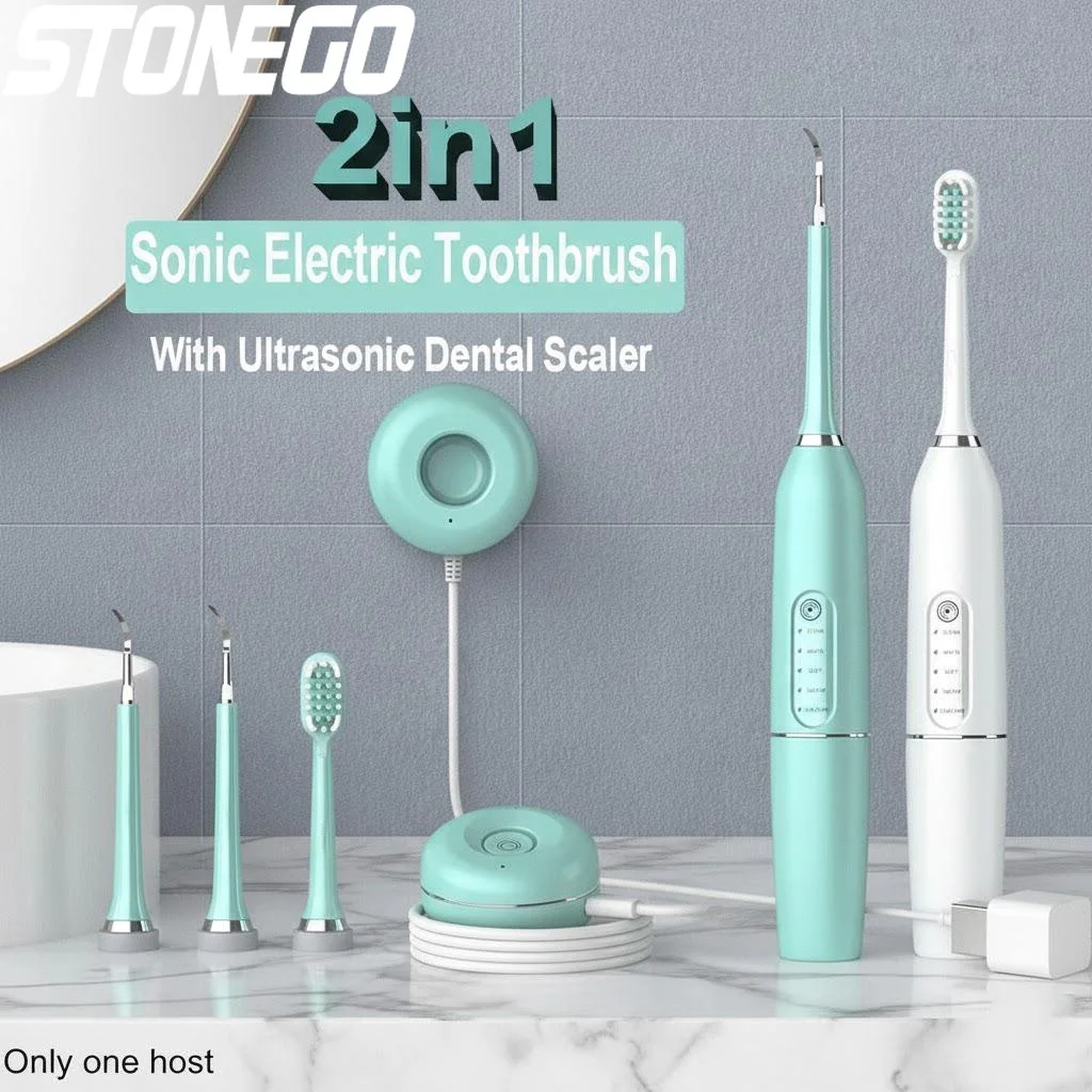 

Набор 2-в-1: Электрический ультразвуковой зубной скейлер и USB-зубная щетка для отбеливания зубов и удаления зубного камня