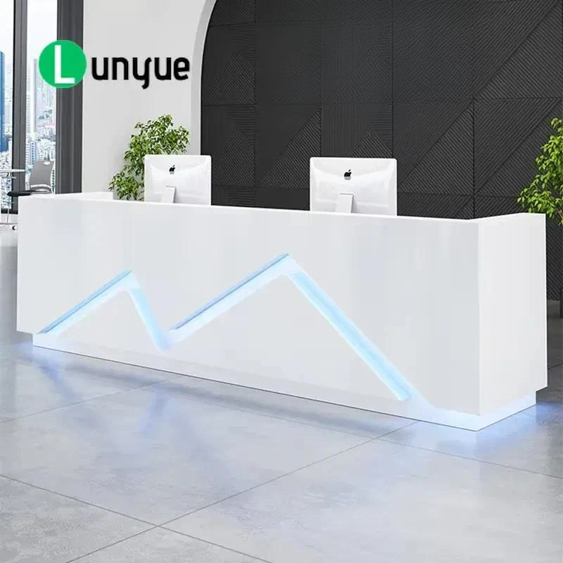 Painted Front Desk Reception Counter for Company Office Bar Cashier Service Station Modern Design Durable Wood Finish