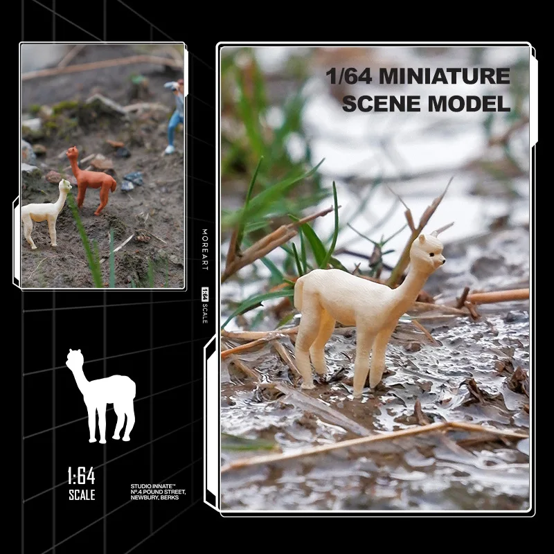 1/64 Simulation Alpaca Cow Animal SeriesRresin Miniature Hand Micro Photography Props Sand Table Scene