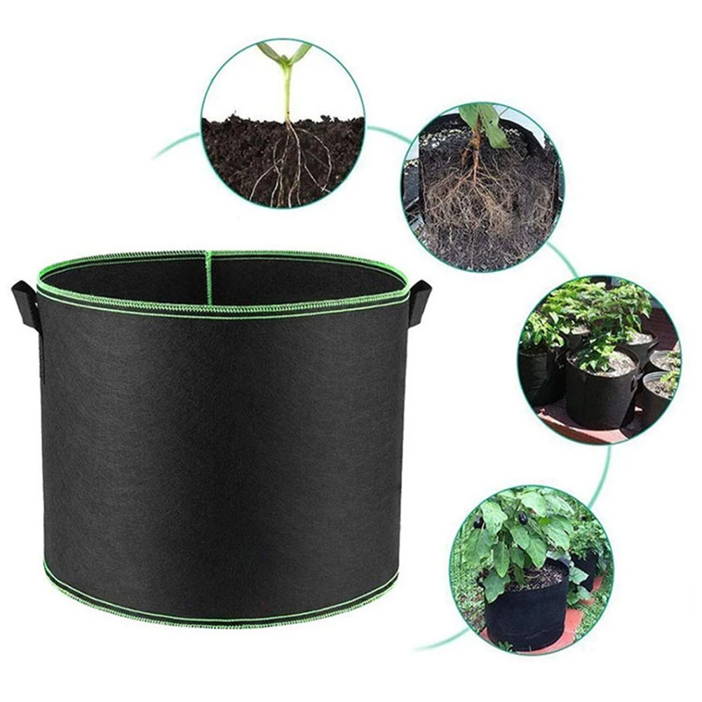 5 Gallon Grow Bag Felt Fabric Plant Bag with Handles Breathable Aeration Fabric Grow Pot for Vegatable Flower Plant 3 5 7 Gallon