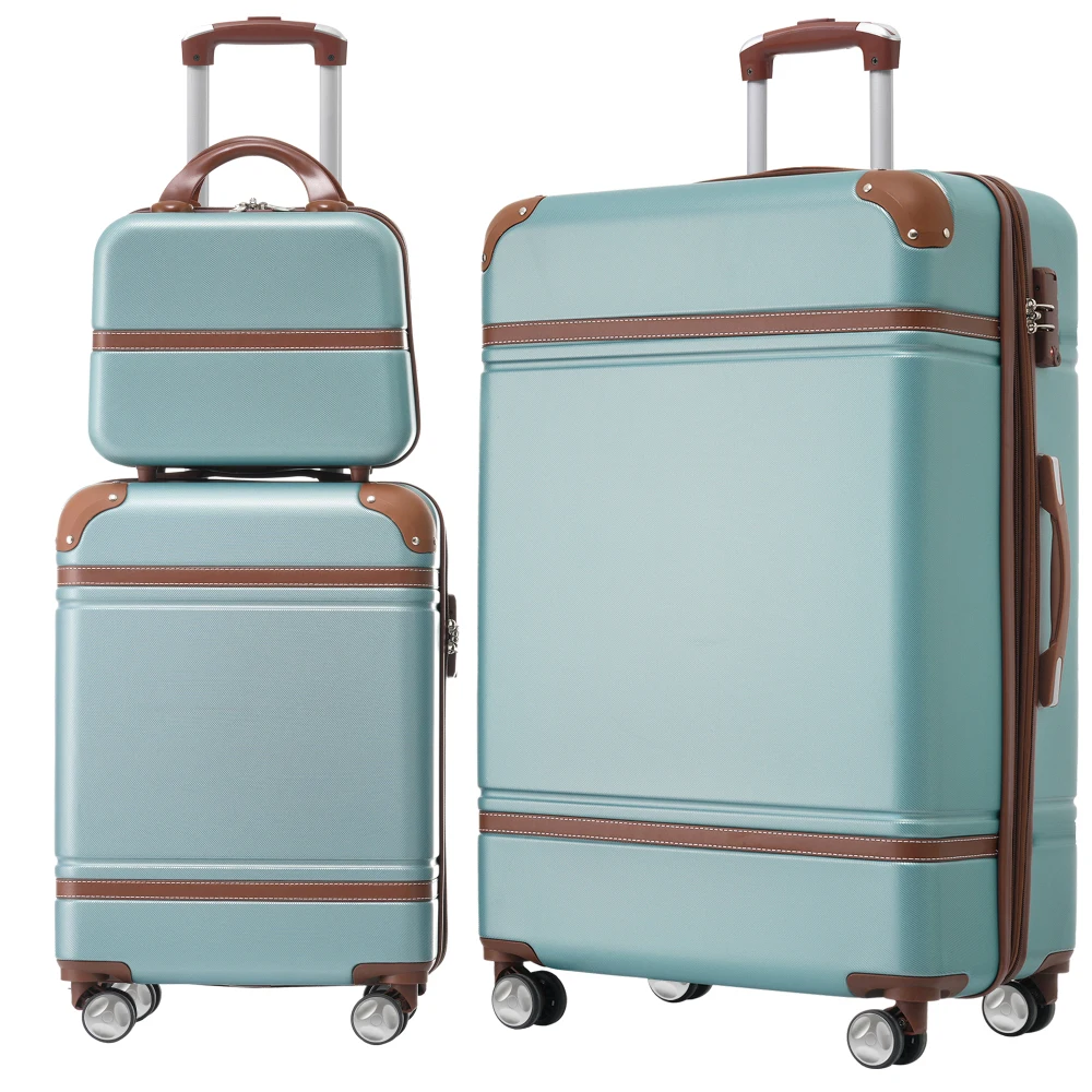 

Hardshell Luggage Sets 3 Pieces 20"+28" Luggages and Cosmetic Case Spinner Suitcase with TSA Lock Lightweight Green
