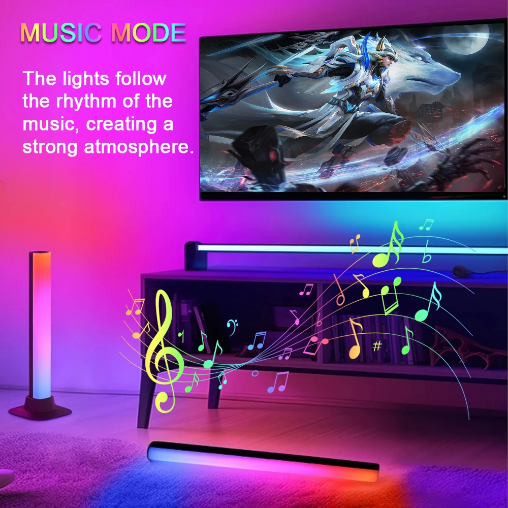 

tuya vertical RGB floor lamp music synchronized game live broadcast backlight bedroom bedside table lamp desktop decorative lamp