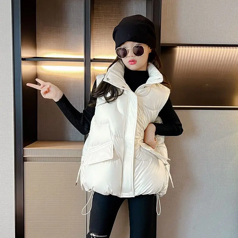 Winter lightweight down jacket for children and girls autumn smooth and colored fabric pure cotton  students winter invest Q11