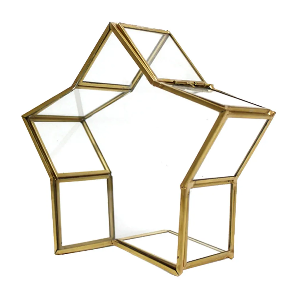 

Star Shaped Glass Jewelry Box with Lid Elegant Transparent Display Case for Rings Earrings Origami Wishing Bottle Memory Jar