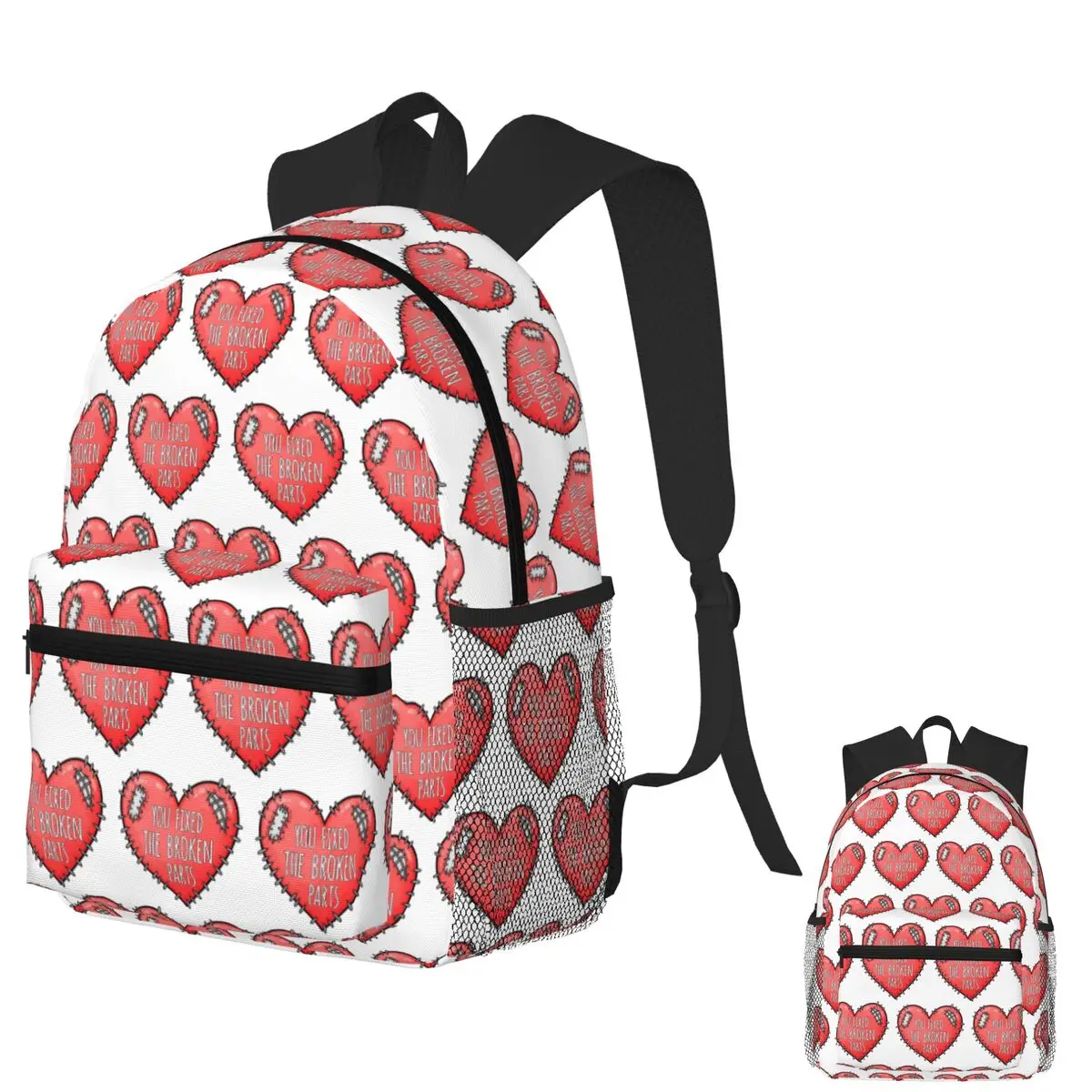 

You Fixed The Broken Parts Heart Student Backpack School Bag Hiking Travel Daypack for Men Women Fashion Bookbag Shoulder Bags