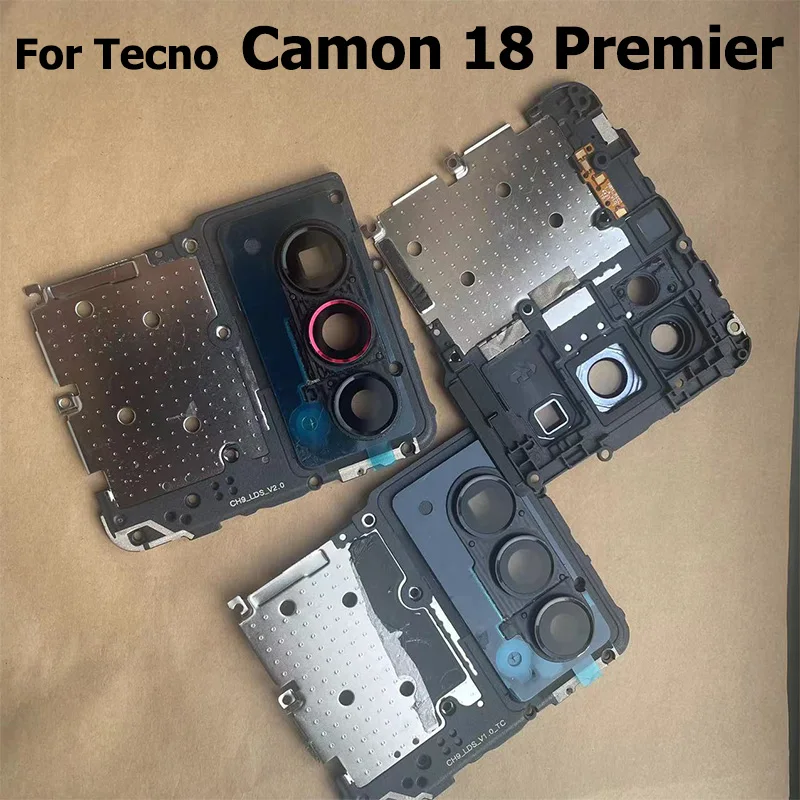 Rear Back Camera Glass Lens Camera Glass Cover + Frame Holder Replacement For Tecon Camon 18 Premier CH9 CH9n