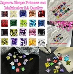 1.75x1.75~15x15mm 5/10pcs AAAAA Square Shape Princess cut Multicolour Loose Cubic Zirconia Beads for Jewelry Earrings make