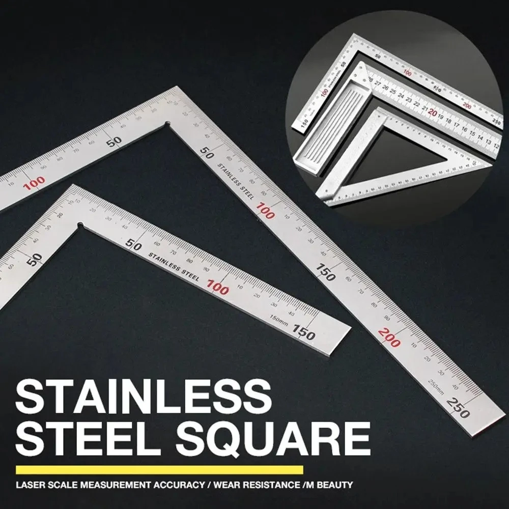 30/50CM Angle Square Ruler 90 Degree Right Angle Ruler Stainless Steel Triangle Ruler Woodworking Gauge Measuring Tool