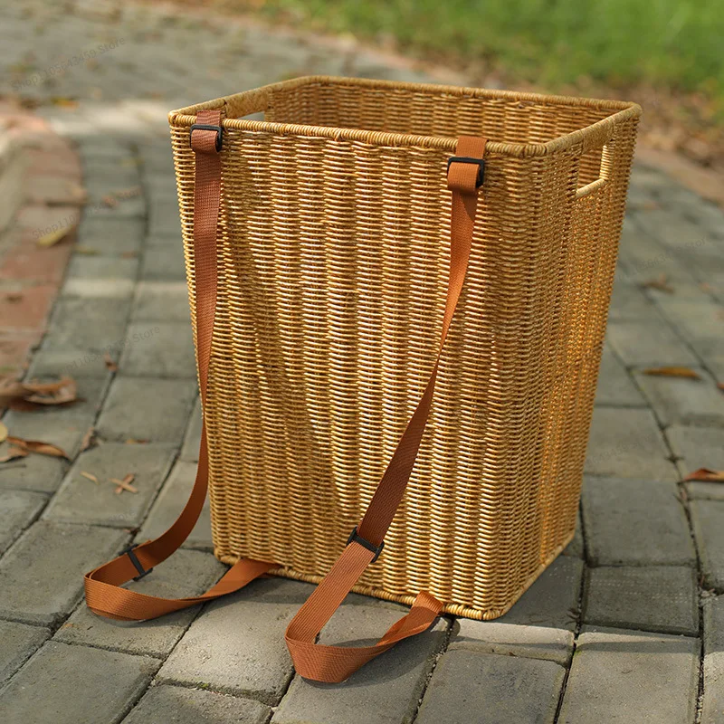 For Large plastic wicker shopping basket, vegetable picking basket, reinforced portable storage basket