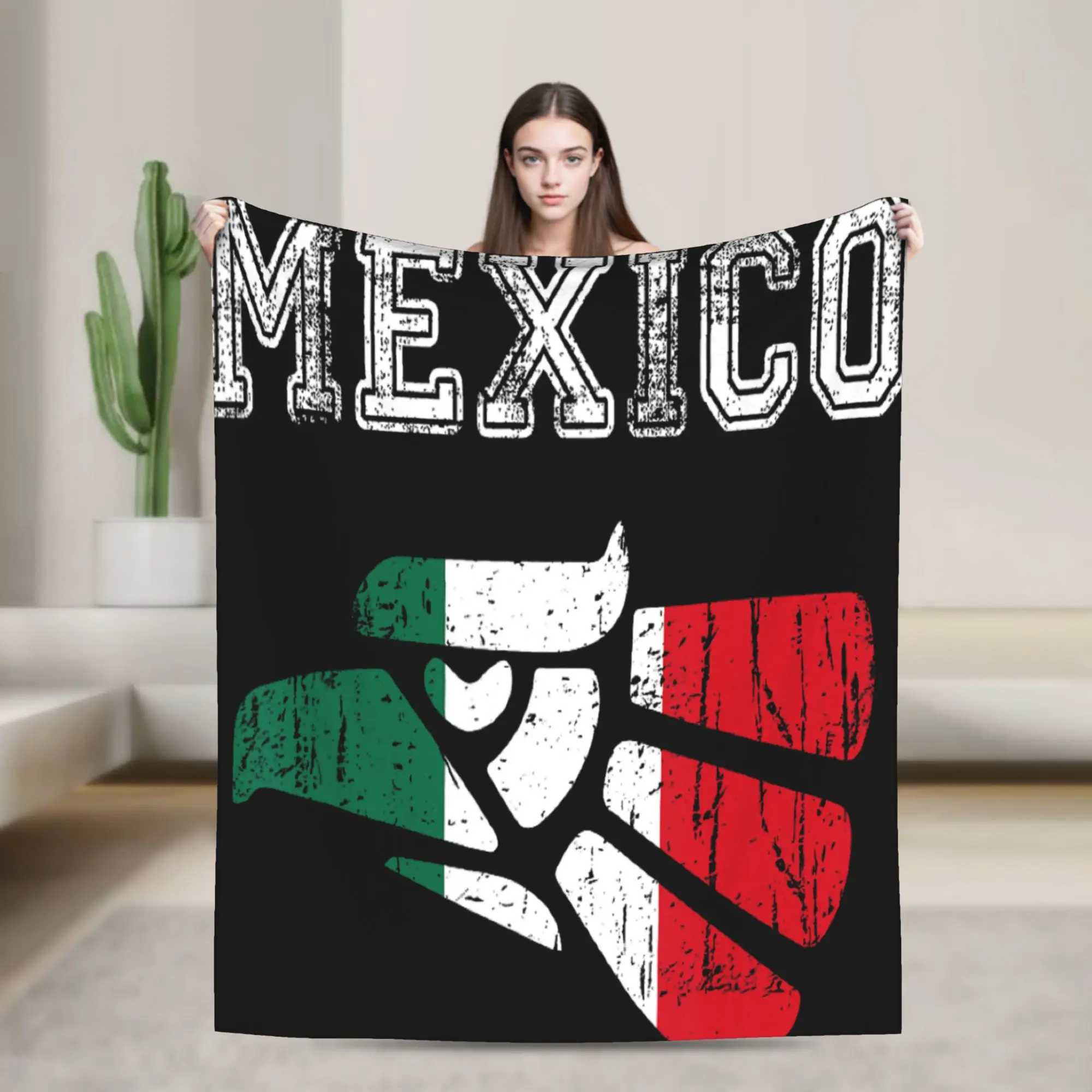 Aztec Eagle Mexico Flag Flannel Blanket Winter  Soft Durable Throw Blanket for Children Couch Chair Bedspread Sofa Bed Cover