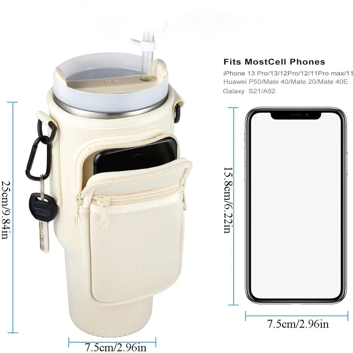 40oz Water Bottle Carrier Bag Pouch Cover for Thermos Water Bottle Holder Adjustable Shoulder Strap Mug Cover