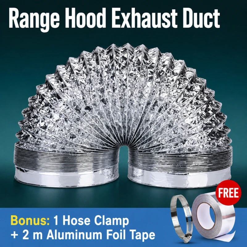 3M Aluminum Foil Dryer Vent Hose Flexible Thickened Exhaust Pipe for Range Hood Kitchen Stove Ventilation Duct Air Outlet Tube