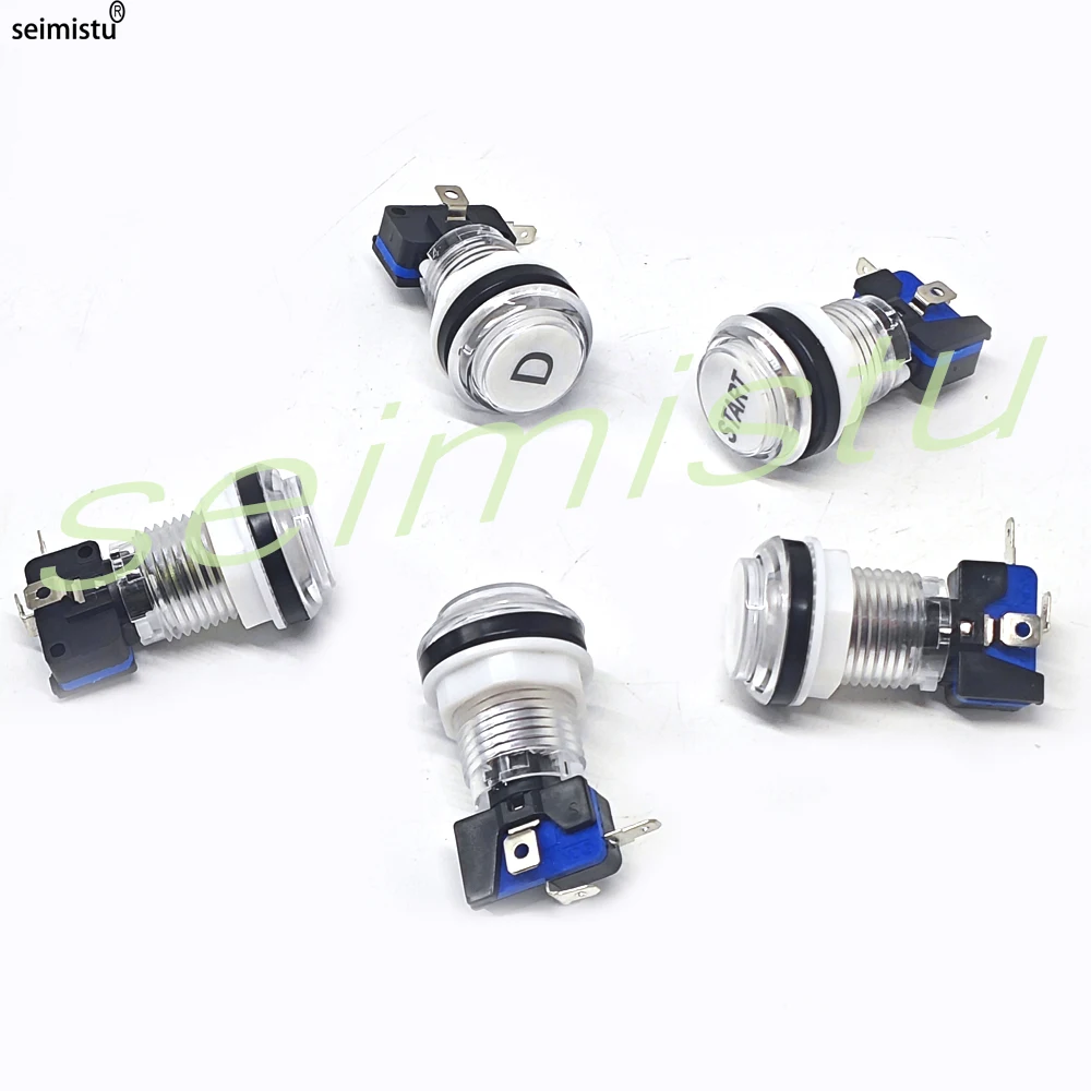 5V 12V Licht Push Button 33mm Led Beleuchtet Klar Kunststoff Für Münze Arcade Joystick Spiel Null verzögerung Diy Teile Verkaufsautomat – Detail 8