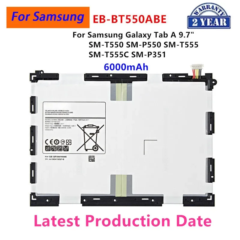 Brand New Tablet EB-BT550ABE 6000mAh Battery For Samsung Galaxy Tab A 9.7