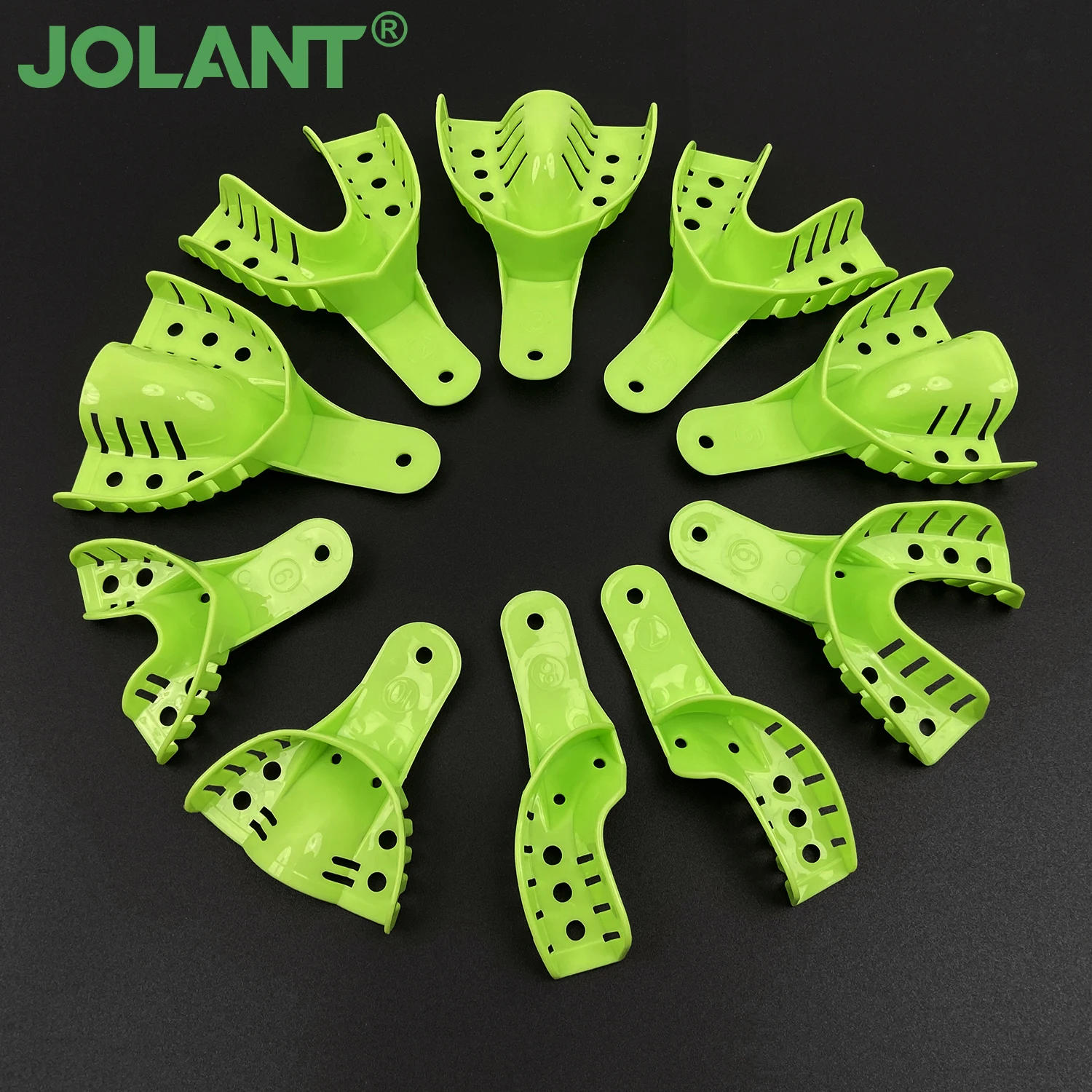 10pcs/Set JOLANT Dental Plastic Impression Trays Perforated Autoclave Tooth Holder Adult and Children Dentistry Clinic Materials