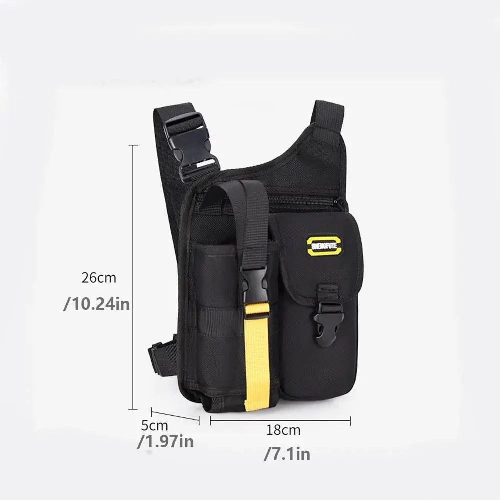 Multipocket Men Motorcycle Crossbody Bag Waterproof Large Capacity Motorbike Shoulder Bag with Bottle Holder Adjustable Strap