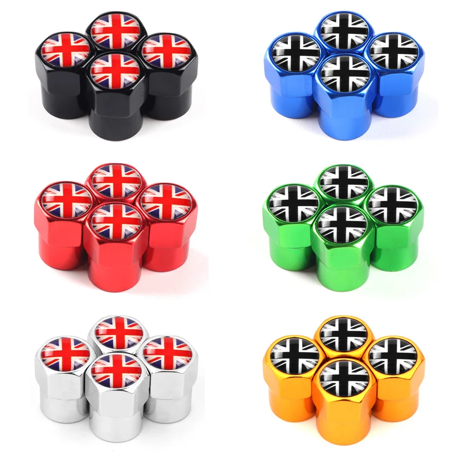 4Pcs UK Flag Car Wheel Tire Stem Air Valve Caps Covers For MINI COOPER S JCW F55 F56 R55 R56 R60 F60 Exterior Auto Accessories