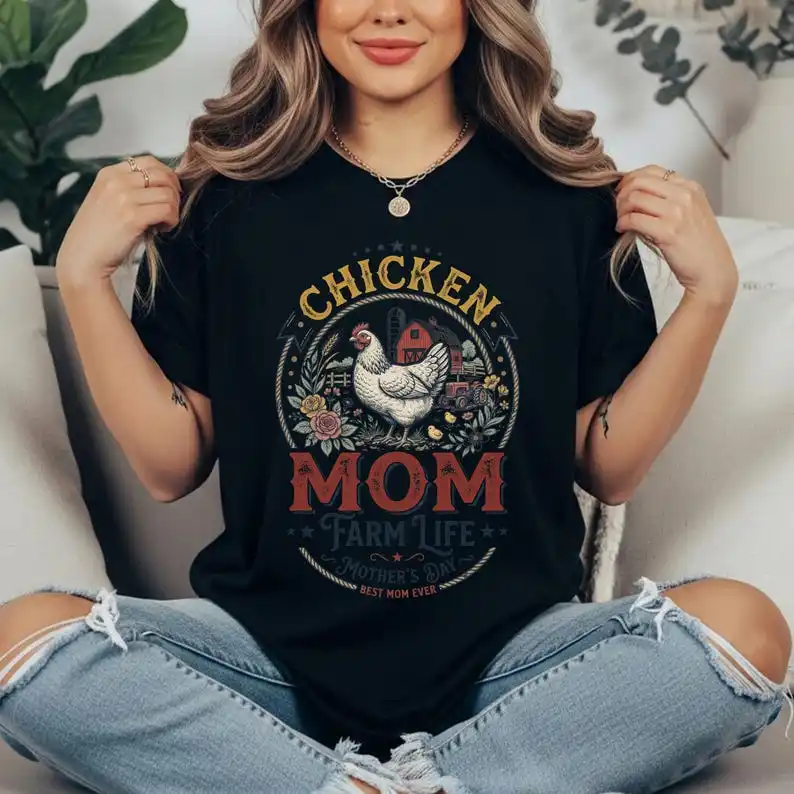 Vintage Chicken Mama Shirt | Farm Mom Gift | Rustic Distressed Tee for Mother's Day Unisex Tee Shirt T-shirt