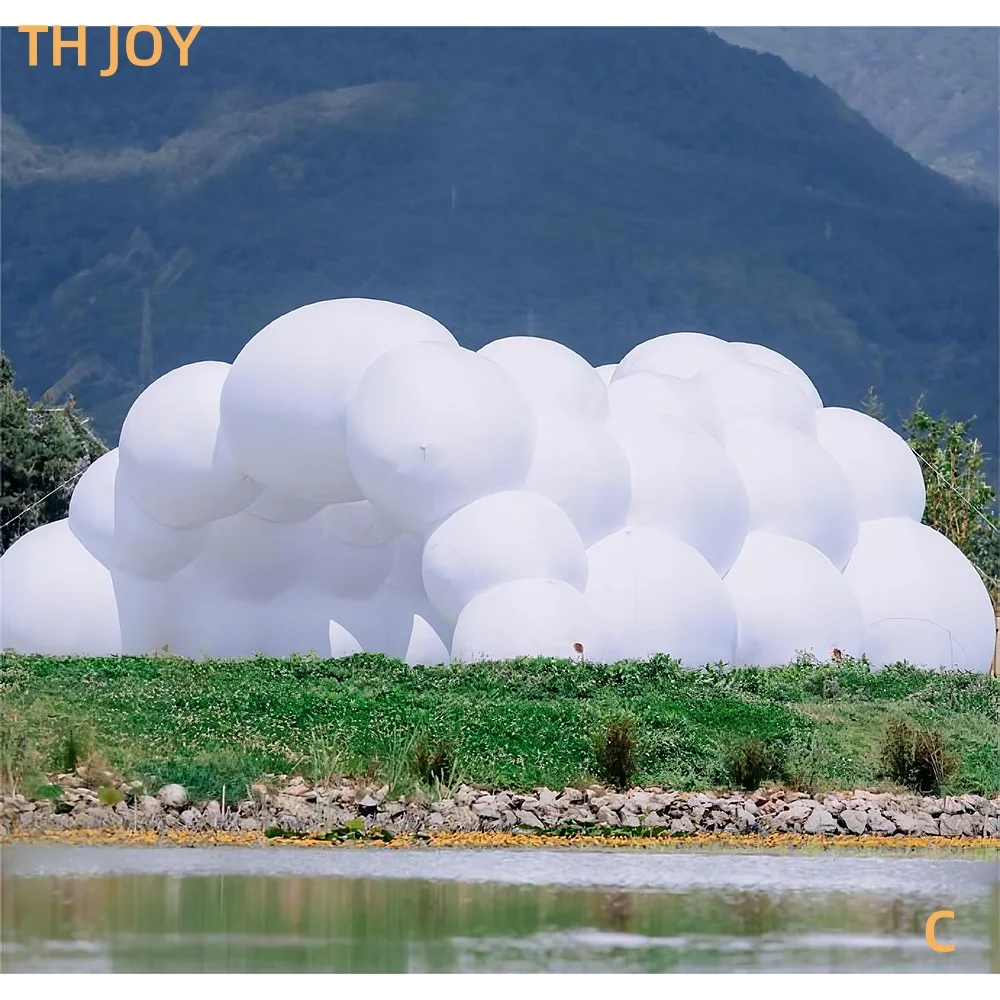 fast air ship to door, outdoor big inflatable cloud tent, customized cloud shape tent for events music stage cover