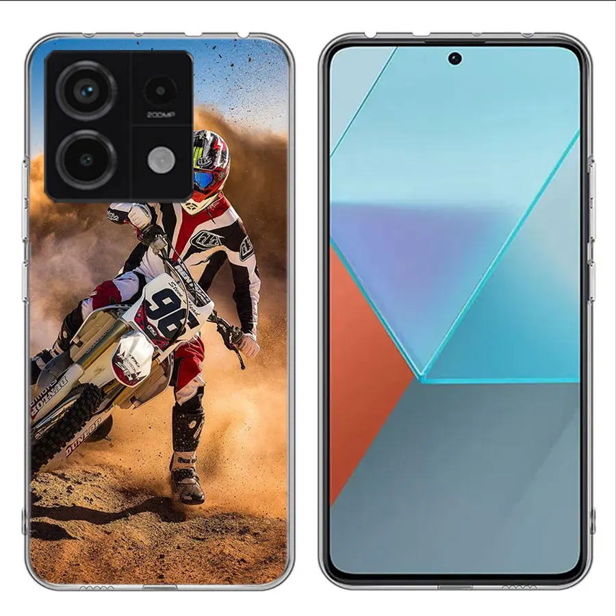 Mountain Off-Road Motorcycle Clear Phone Case For Xiaomi Redmi Note 11 11S 11T 11E 10 10S 9 9S 9T 8 8T Pro 7 K70 K60 K20 TPU Pat