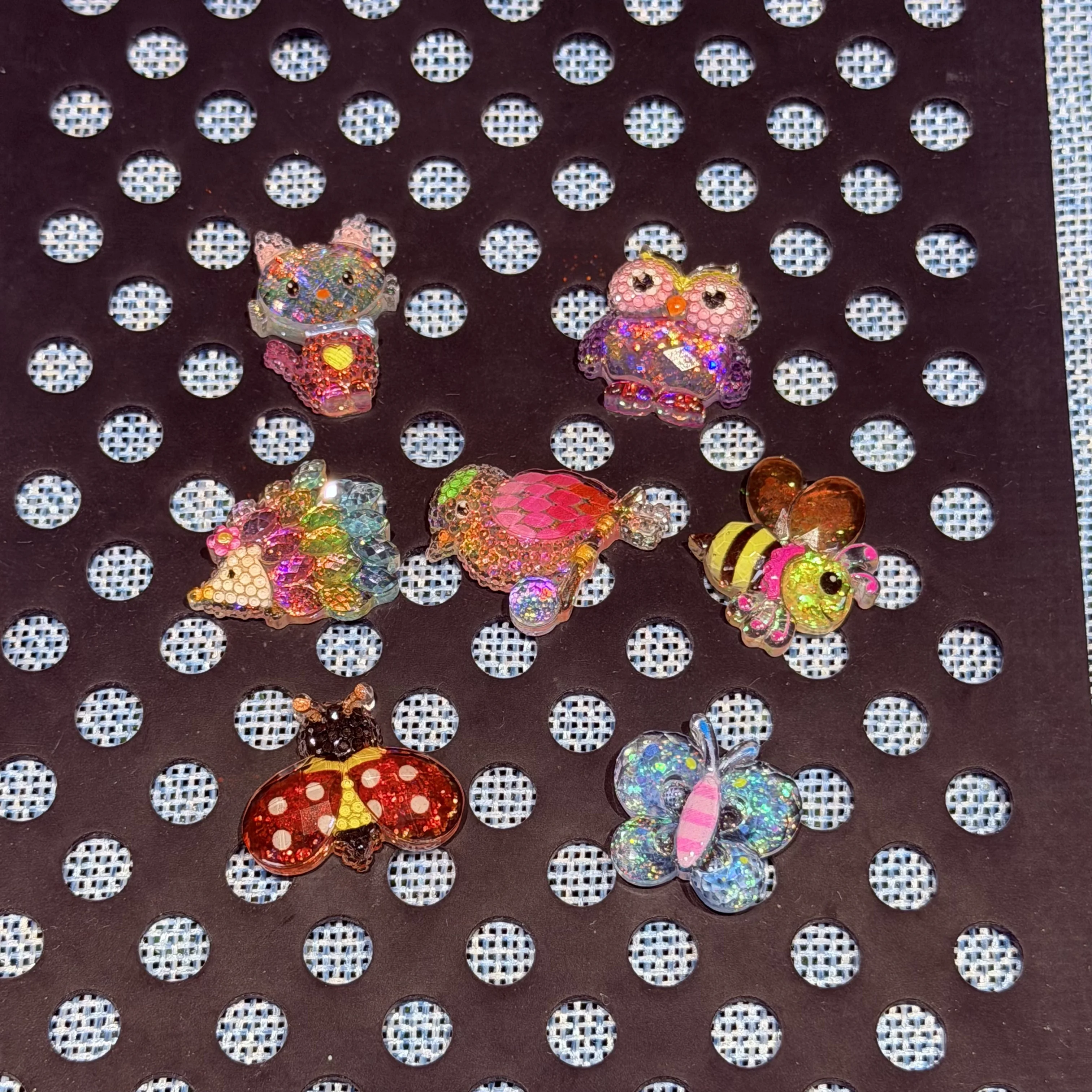 1-7PCS Transparent Sequins Cartoon Owl Cat Butterfly Bird Resin Shoe Charms Garden Shoes Accessories Decoration Kid Party Gift