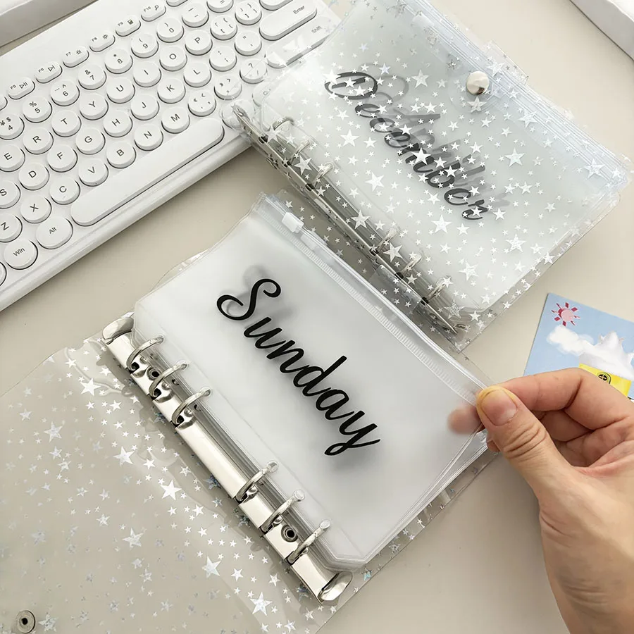 Sharkbang New Arrival 1 Set A6 Monthly/Weekly Planner Set, Protable Zipper Bags, Loose Leaf Journal Organizer Budget Aganda Book