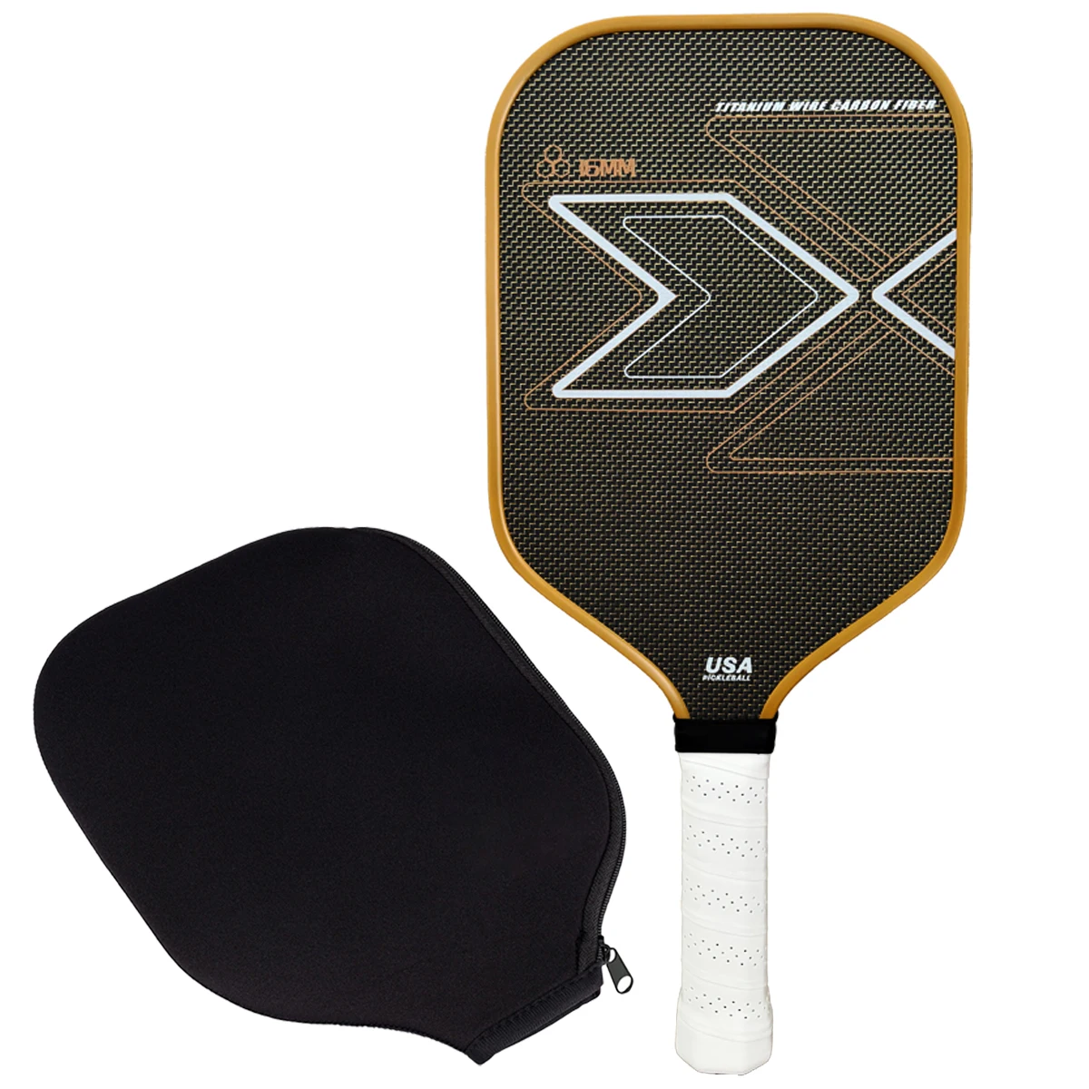 Titanium Gold T700 Carbonfaser-Pickleball-Schläger mit Stofftextur, Matter Oberfläche, Hoher Reibung, Großem Sweet Spot und Kraftvollem Schlag – Detail 7