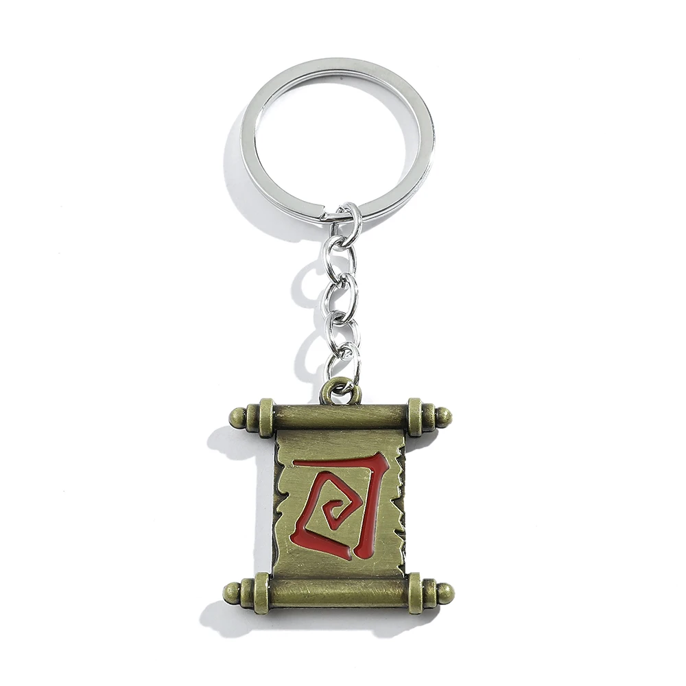 Game Dota 2 Town Portal Scroll Keychain Fashion Metal Key Accessories Car Key Holder for Men Women Gift