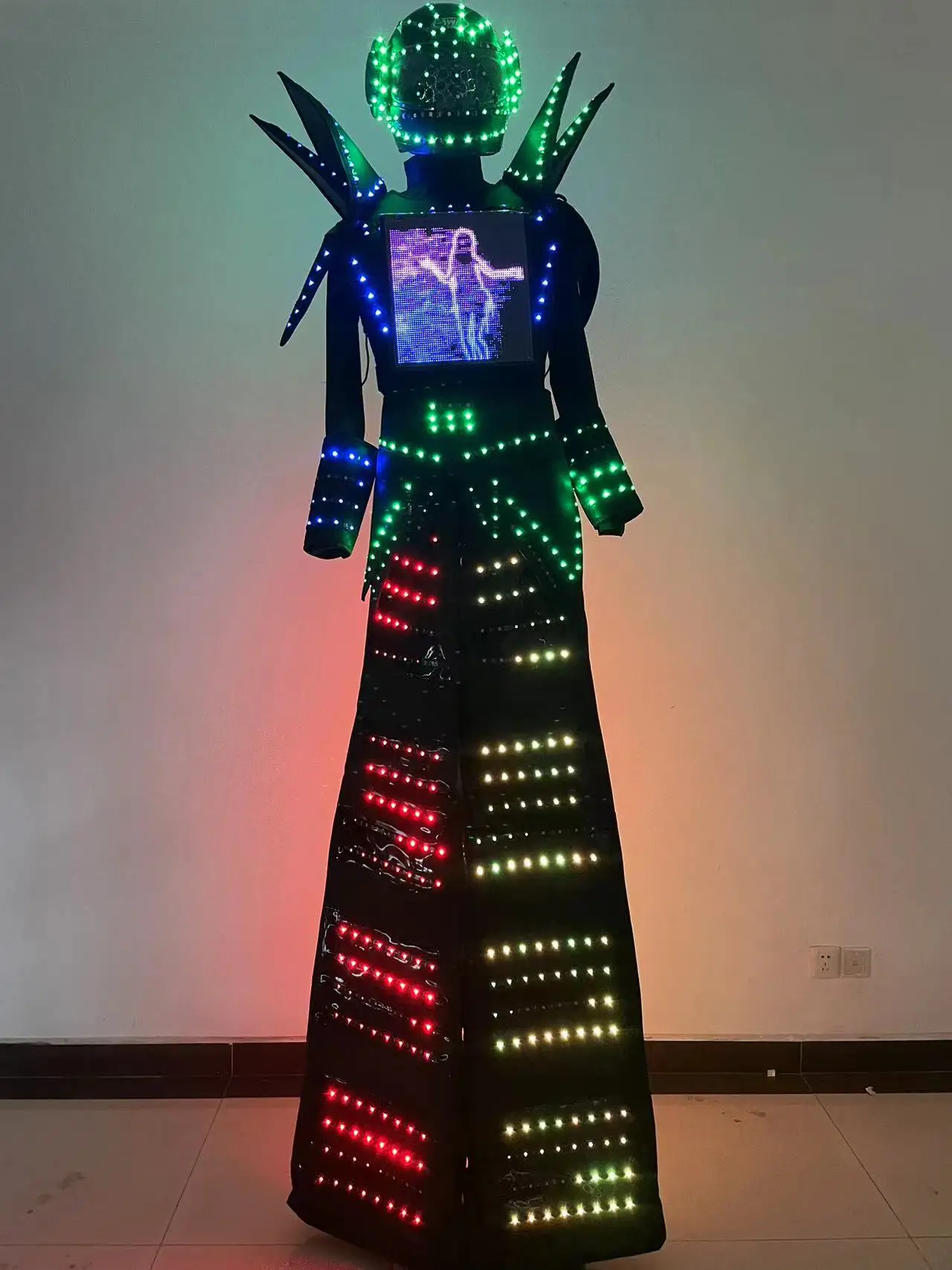 Full Color Smart Pixels LED Robot Suit Costume Clothes Stilts Walker Costume LED Lights Luminous Jacket