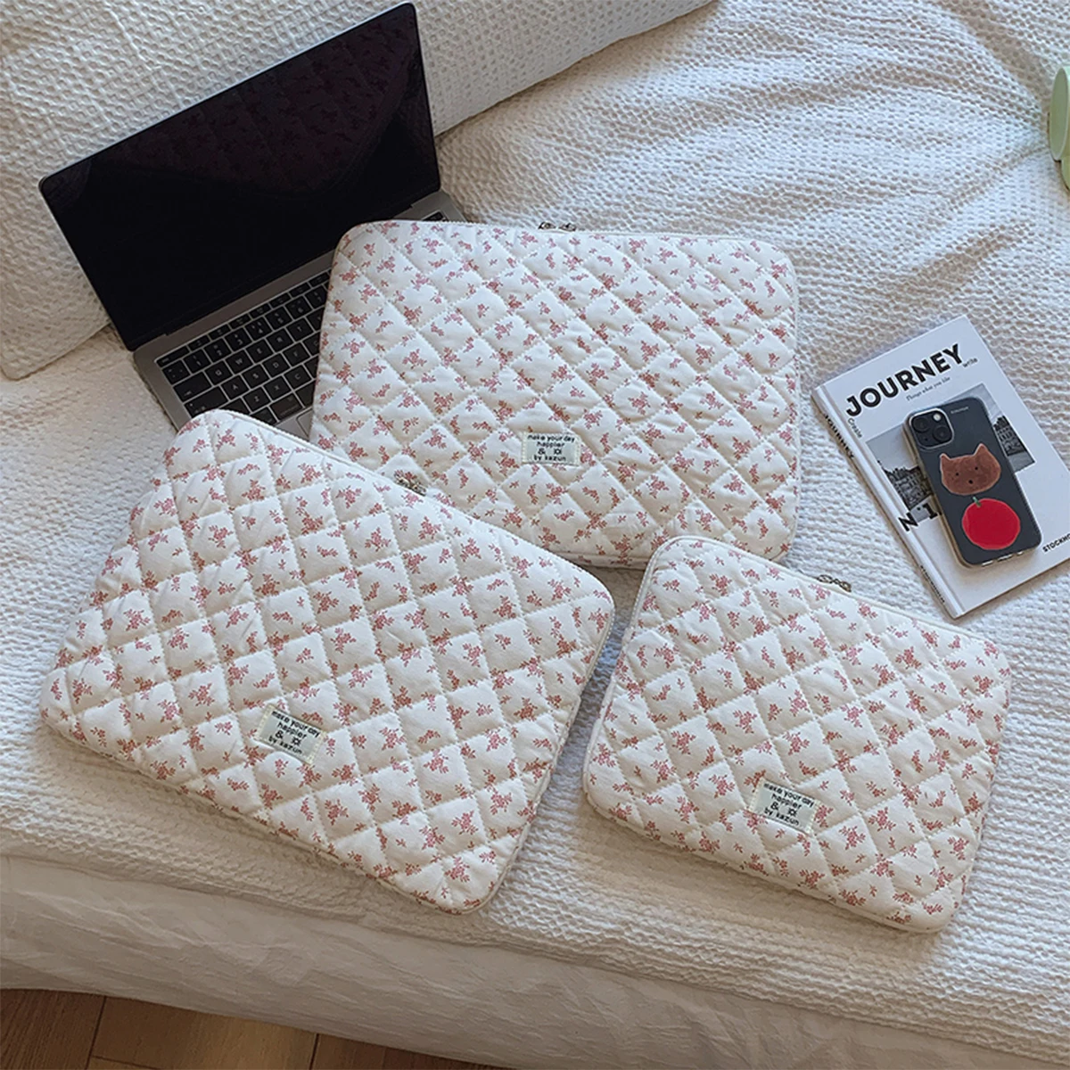 Für 11 Zoll 14 Zoll 15 Zoll Computer 1 Stück Schicke Blumenmuster Gesteppte Laptoptasche Schutzhülle Laptop-Sleeve Computertasche – Detail 2
