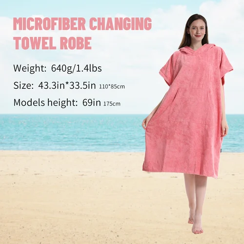 Imagen 2 del producto Toalla de bata Poncho de Surf en bucle Mutao, Ponchos de Albornoz de microfibra bata de surfista para Surf natación buceo playa